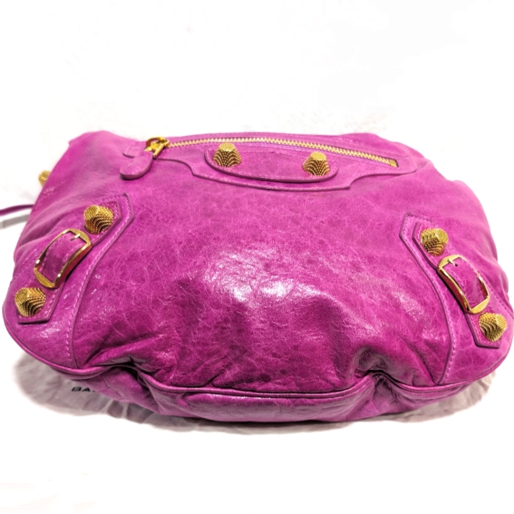Balenciaga Hot Pink Leather Hobo Bag with Gold Hardware - Picture 7 of 16